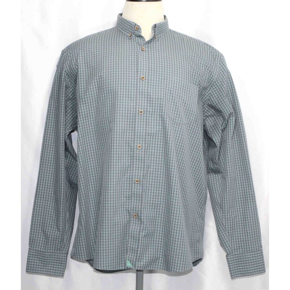 UNTUCKit Kabashi Button Down Teal Blue Check L/S Cotton Shirt Mens Size XXL